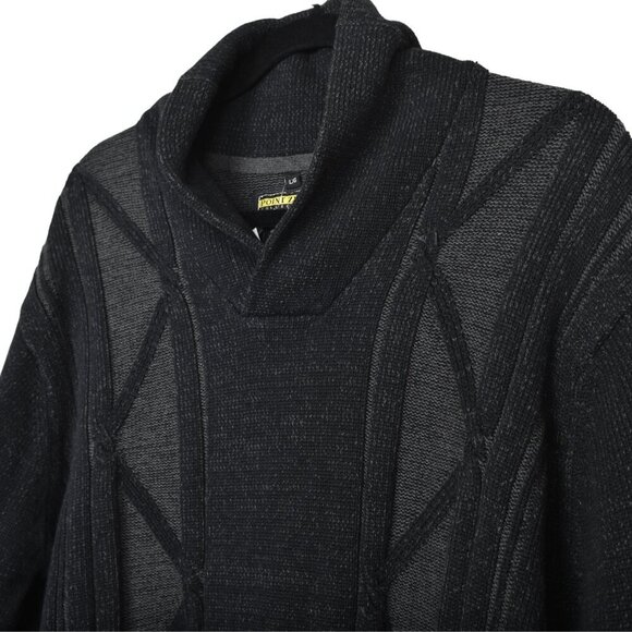 NWT Point Zero Men's Charcoal Knit Sweater Shawl Collar Cotton Large - Picture 2 of 11